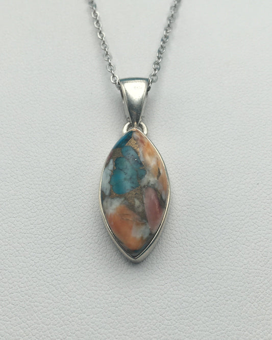 Spiny Oyster Arizona Turquoise Sterling Silver Pendant