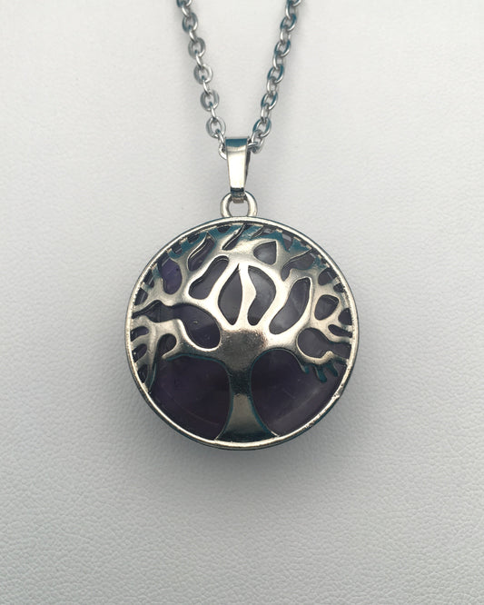 Amethyst Tree Charm Pendant