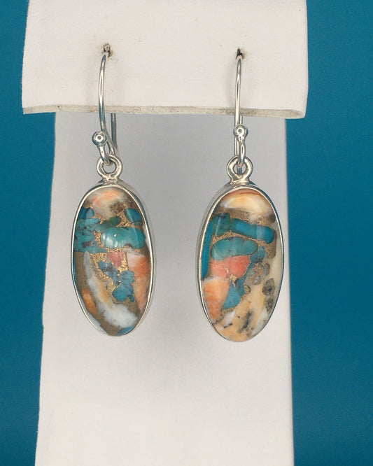 Spiny Oyster Arizona Turquoise Sterling Silver Earrings