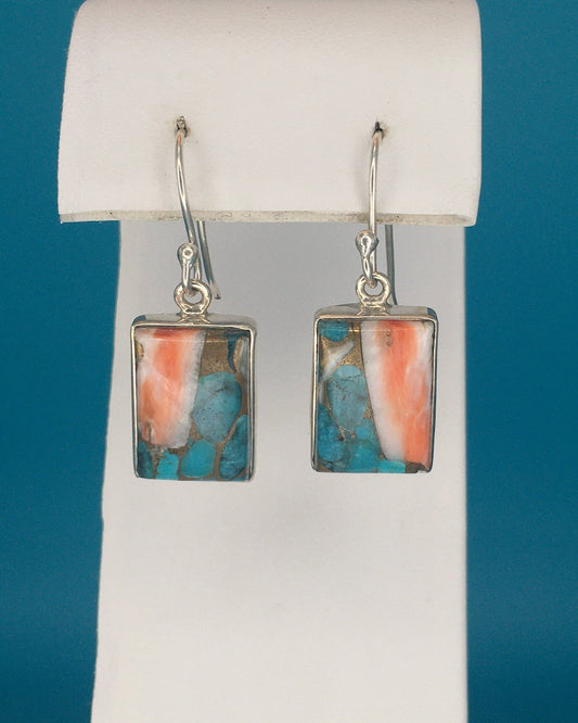 Spiny Oyster Arizona Turquoise Sterling Silver Earrings