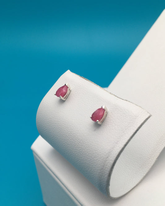 Ruby Sterling Silver Stud Earrings