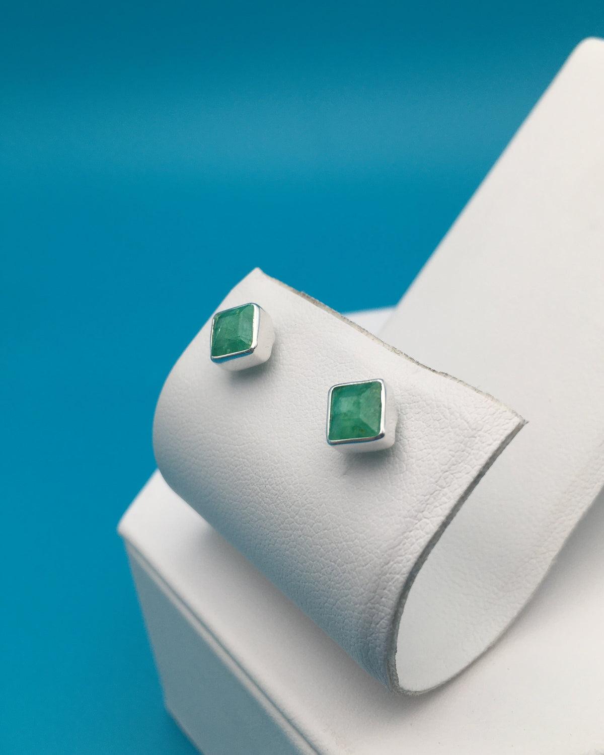 Emerald Sterling Silver Stud Earrings