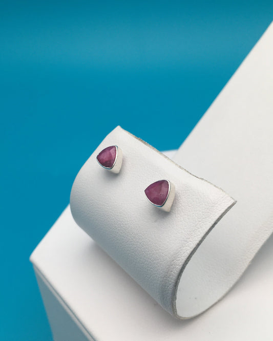 Ruby Sterling Silver Stud Earrings