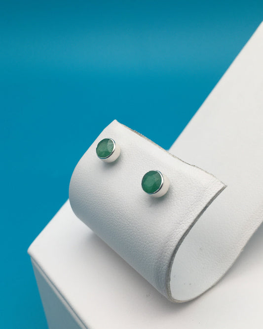 Emerald Sterling Silver Stud Earrings