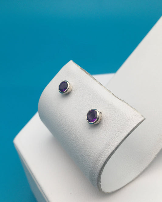 Amethyst Sterling Silver Stud Earrings
