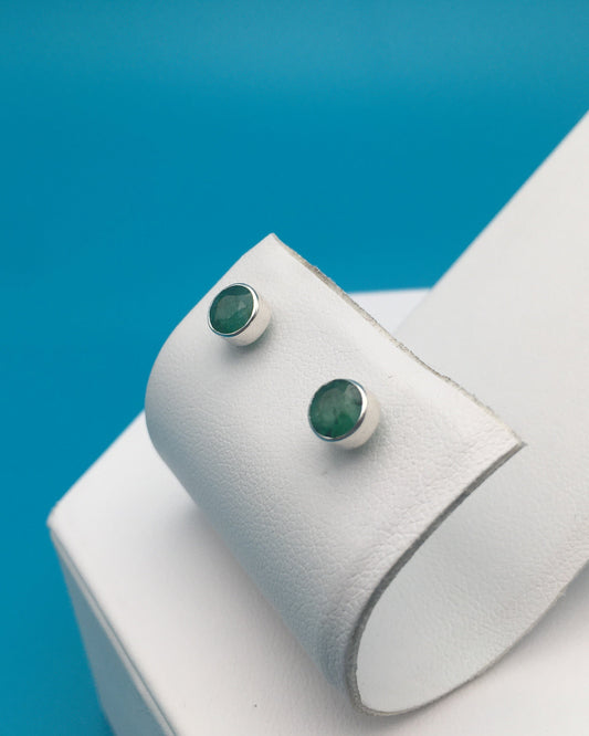 Emerald Sterling Silver Stud Earrings