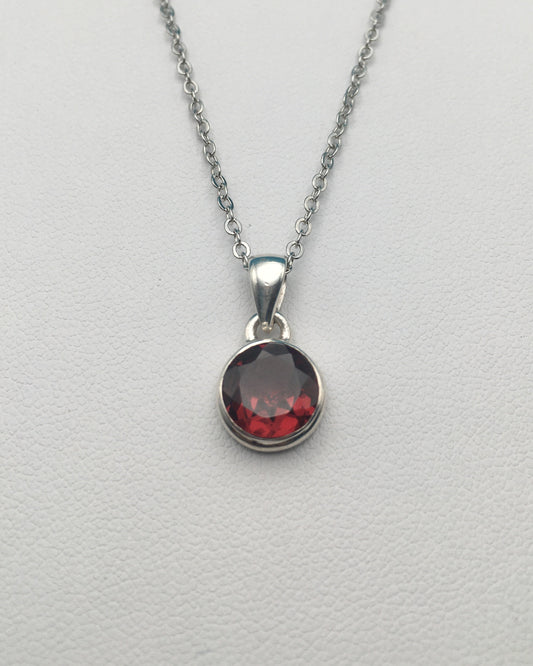 Garnet Sterling Silver Pendant