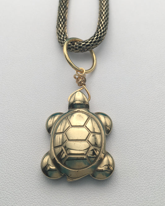 Turtle Pendant with Snake Chain
