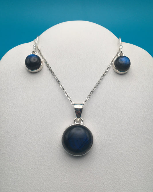 Labradorite Sterling Silver Earrings Pendant Set