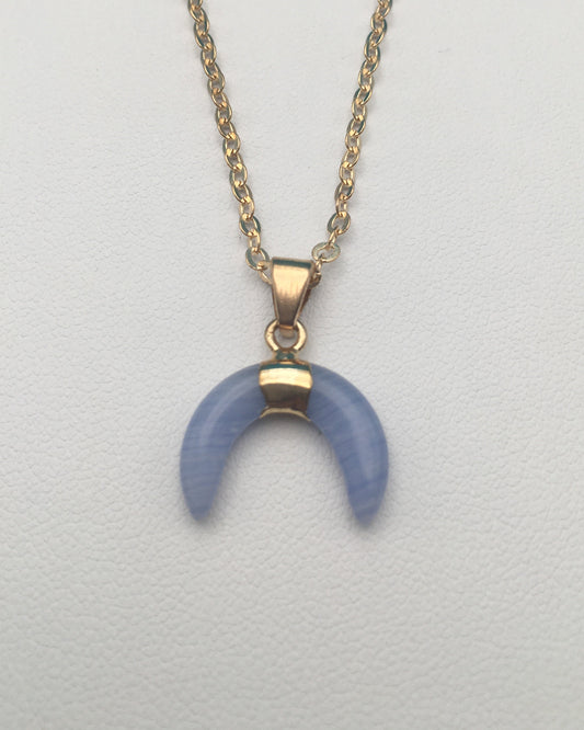 Blue Lace Agate Moon Pendant