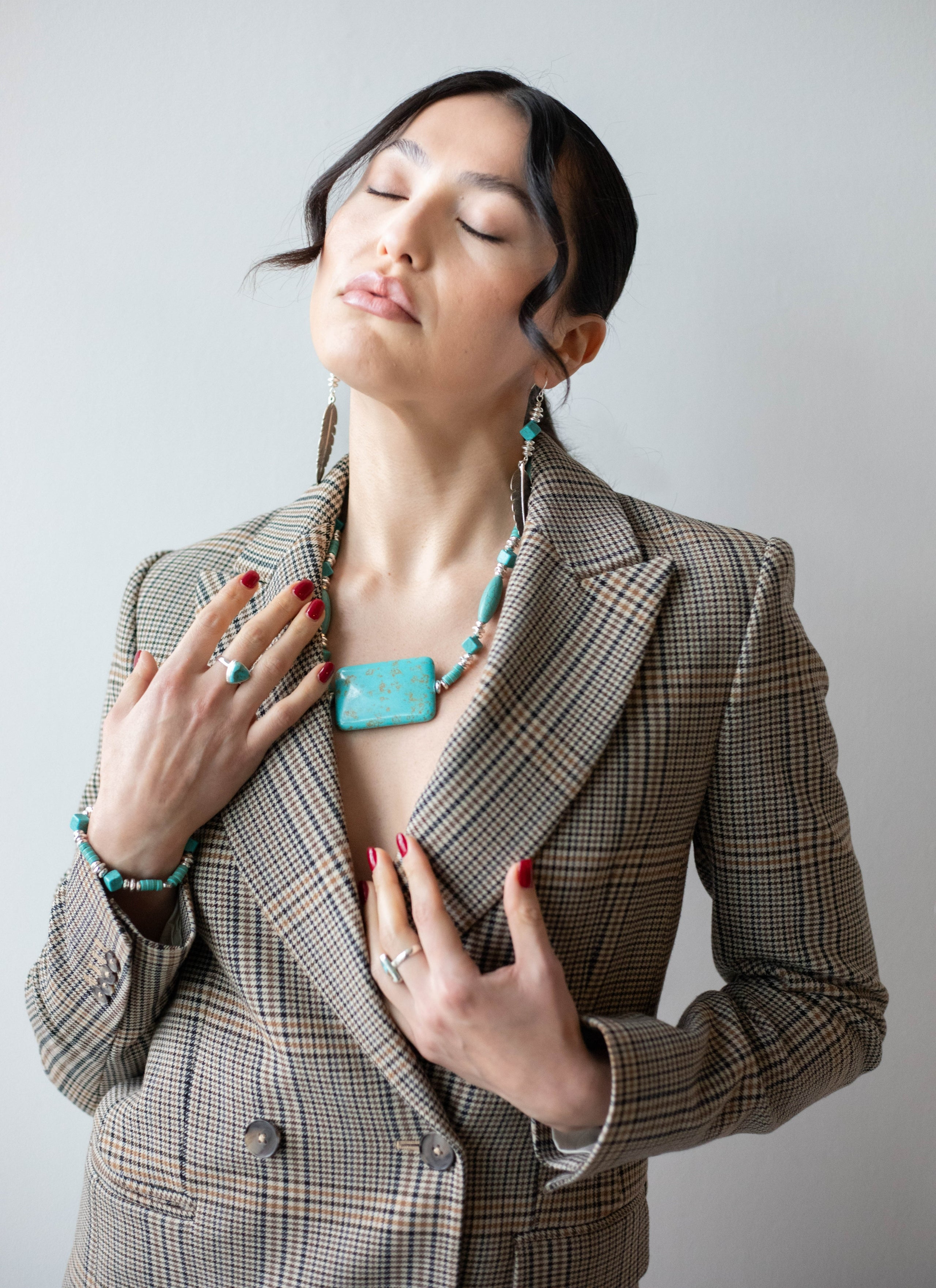 Turquoise necklace from Cree Jewelry Designer Hawk Lace