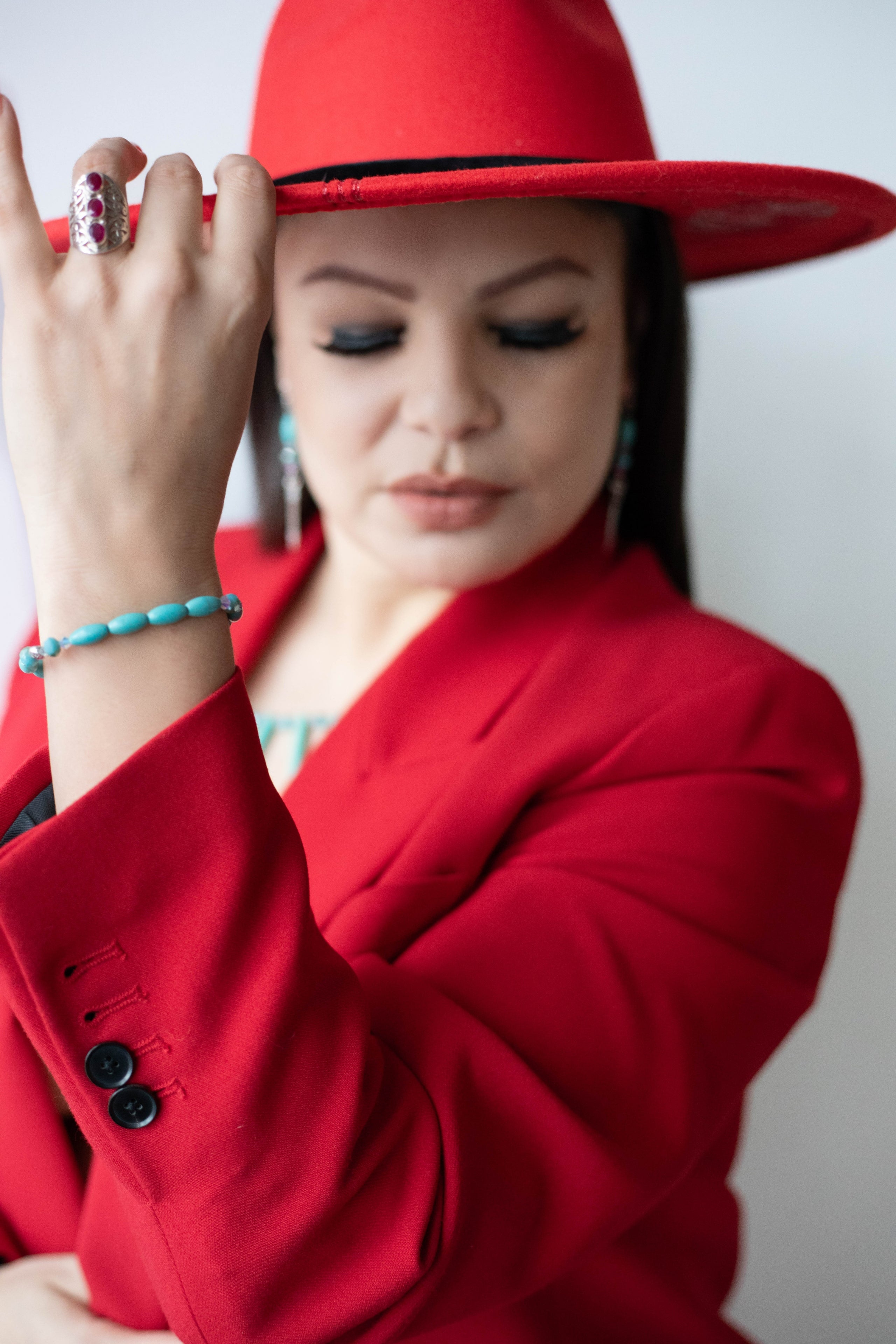 Turquoise ring, necklace and bracelet from Indigenous Jewelry Designer Hawk Lace